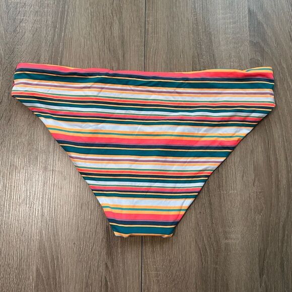 Maaji Floral Orange Stripe Reversible Classic Fit Bikini Bottom Size XL - Picture 8 of 8